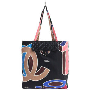 CHANEL Coco Mark Caviar Leather Chain Shoulder Bag, Random Serial Number, Bla...